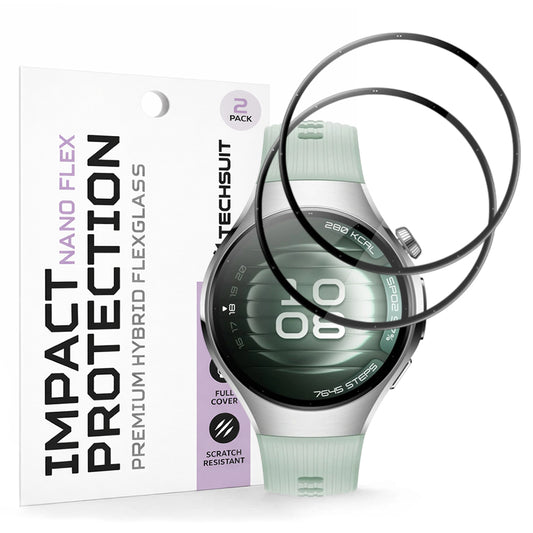 Techsuit Nano Flex Protection Film for Huawei Watch 5 42mm, Set of 2 Pieces, Plastic, Black