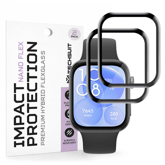 Fólia na ochranu Techsuit Nano Flex pre Huawei Watch Fit 3, Sada 2 kusy, Plast, Čierna
