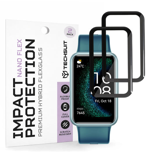 Fólia na ochranu Techsuit Nano Flex pre Huawei Watch FIT SE, Sada 2 kusy, Plast, Čierna