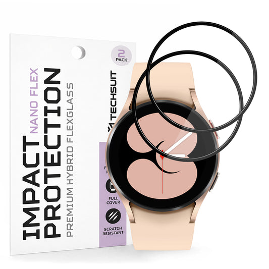 Fólia na ochranu Techsuit Nano Flex pre Samsung Galaxy Watch4 40mm, Sada 2 kusy, Plast, Čierna