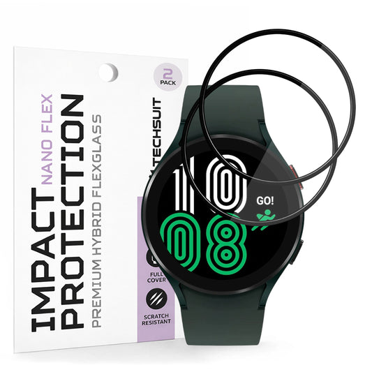 Fólia na ochranu Techsuit Nano Flex pre Samsung Galaxy Watch4 44mm, Sada 2 kusy, Plast, Čierna