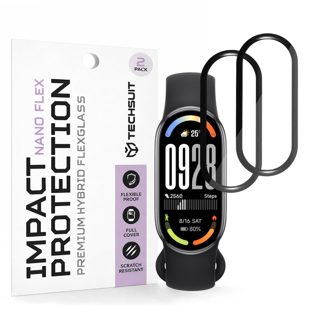 Fólia na ochranu Techsuit Nano Flex pre Xiaomi Smart Band 10, Sada 2 kusy, Plast, Čierna