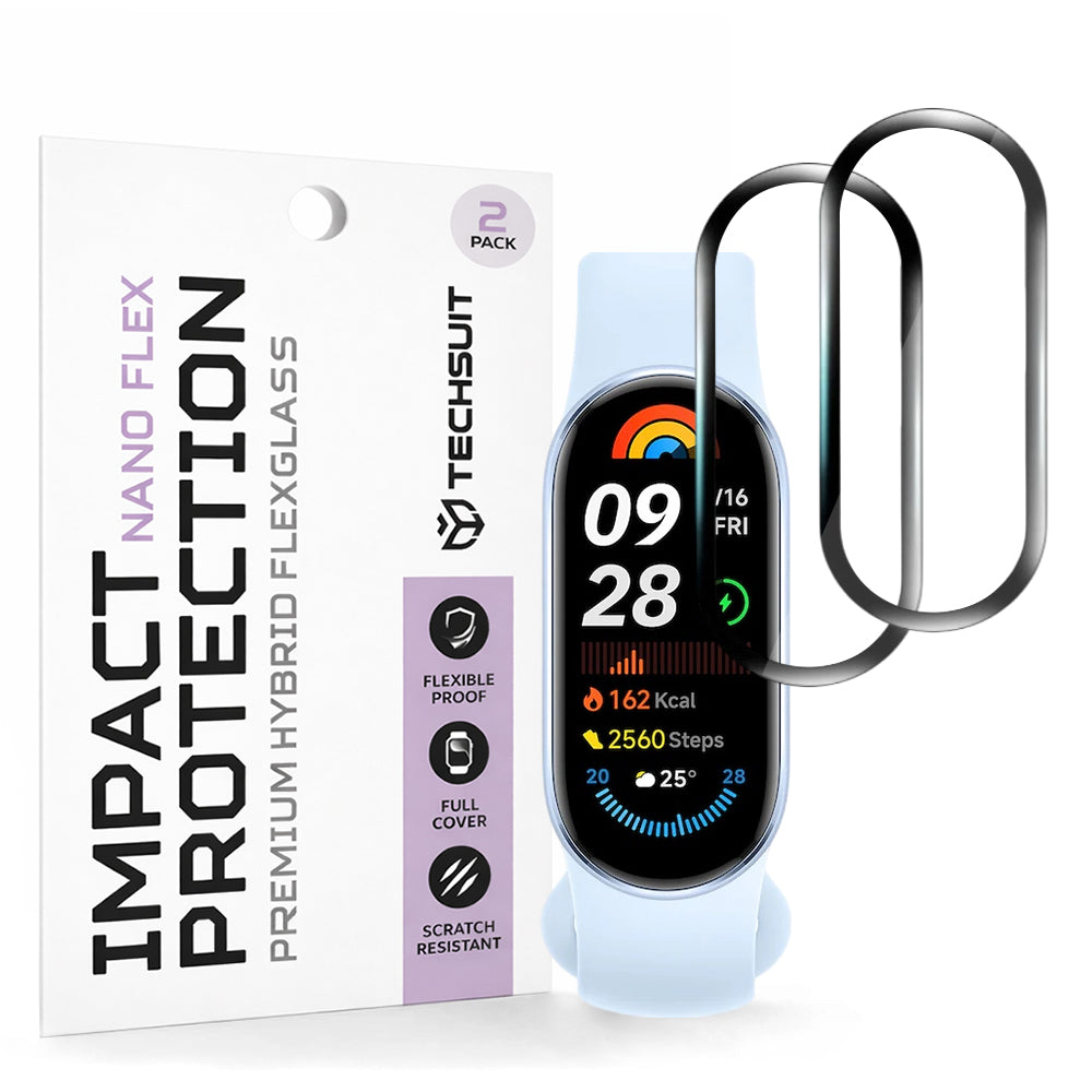Fólia na ochranu Techsuit Nano Flex pre Xiaomi Smart Band 9, Sada 2 kusy, Plast, Čierna