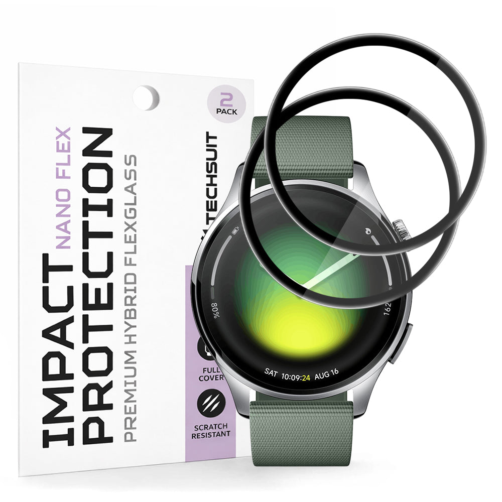 Fólia na ochranu Techsuit Nano Flex pre Xiaomi Watch 5, Sada 2 kusy, Plast, Čierna