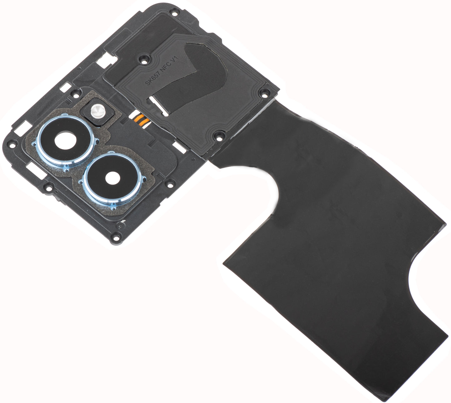 Zadné sklo fotoaparátu - Blesk - Vnútorný rám - NFC anténa HMD Pulse Pro, s Rámom, Strieborný, Servisný balík 286954396