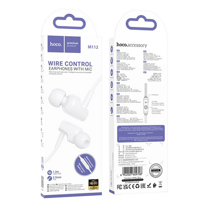 Handsfree 3.5mm HOCO M112, Biela