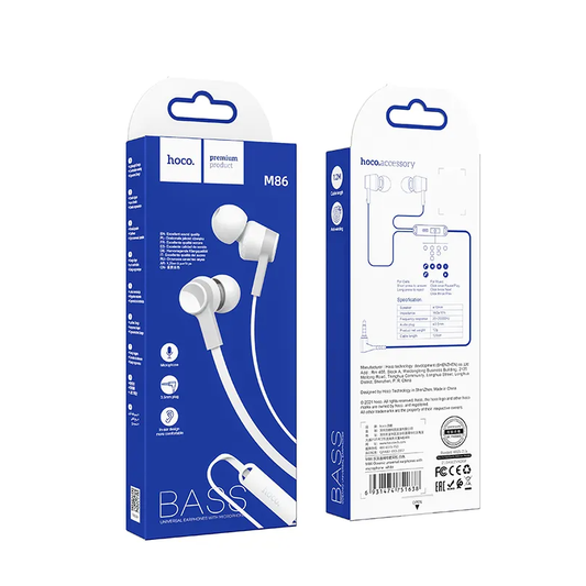 Handsfree 3.5mm HOCO M86, Biela