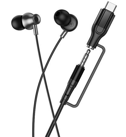 Handsfree 3,5 mm / USB-C HOCO M119A, čierny