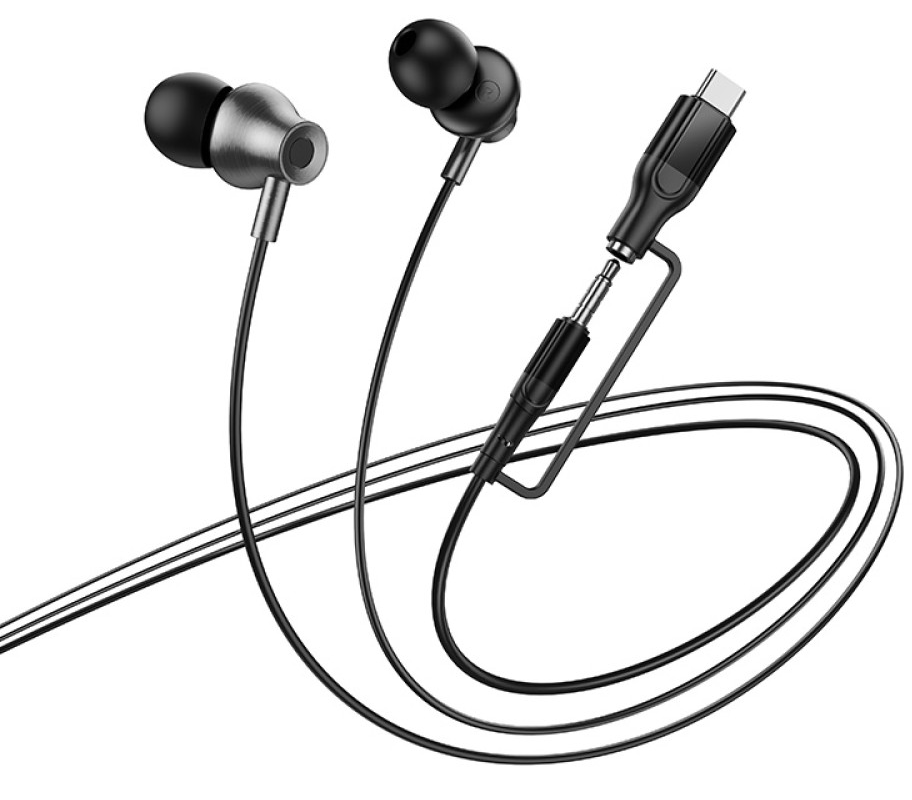 Handsfree 3,5 mm / USB-C HOCO M119A, čierny