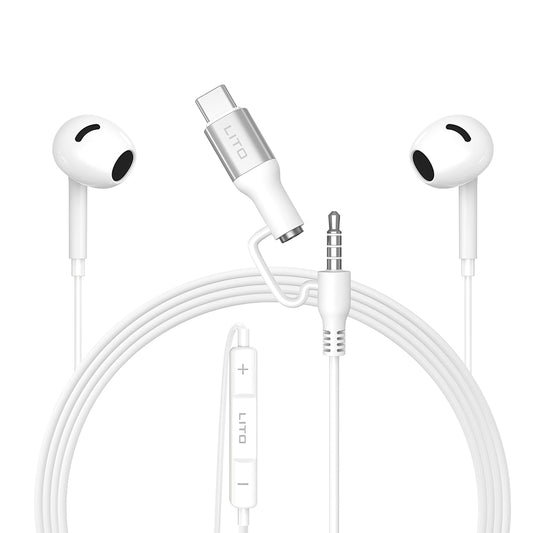 Handsfree 3.5mm / USB-C Lito LF03, Biela