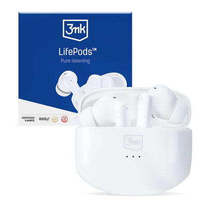 Handsfree Bluetooth 3MK LIFEPODS, TWS, ANC, Biela