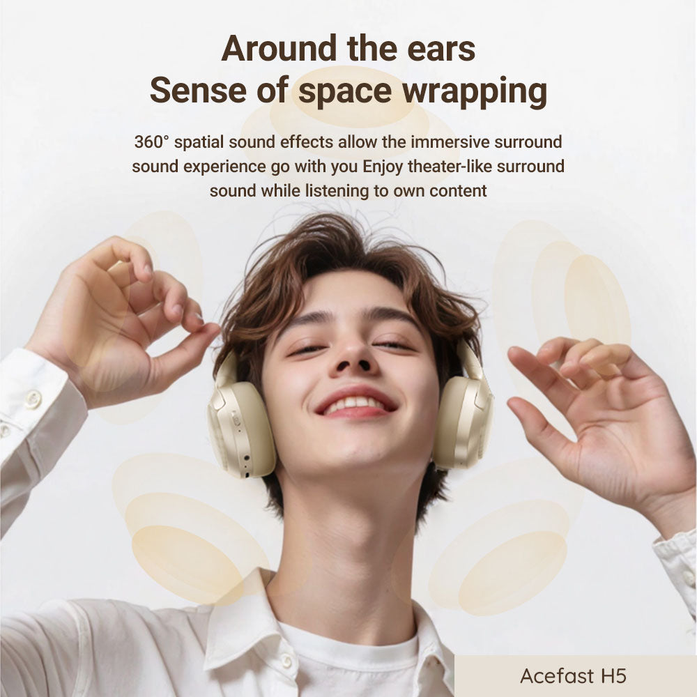 Handsfree Bluetooth Acefast H5, A2DP, ANC, Biela