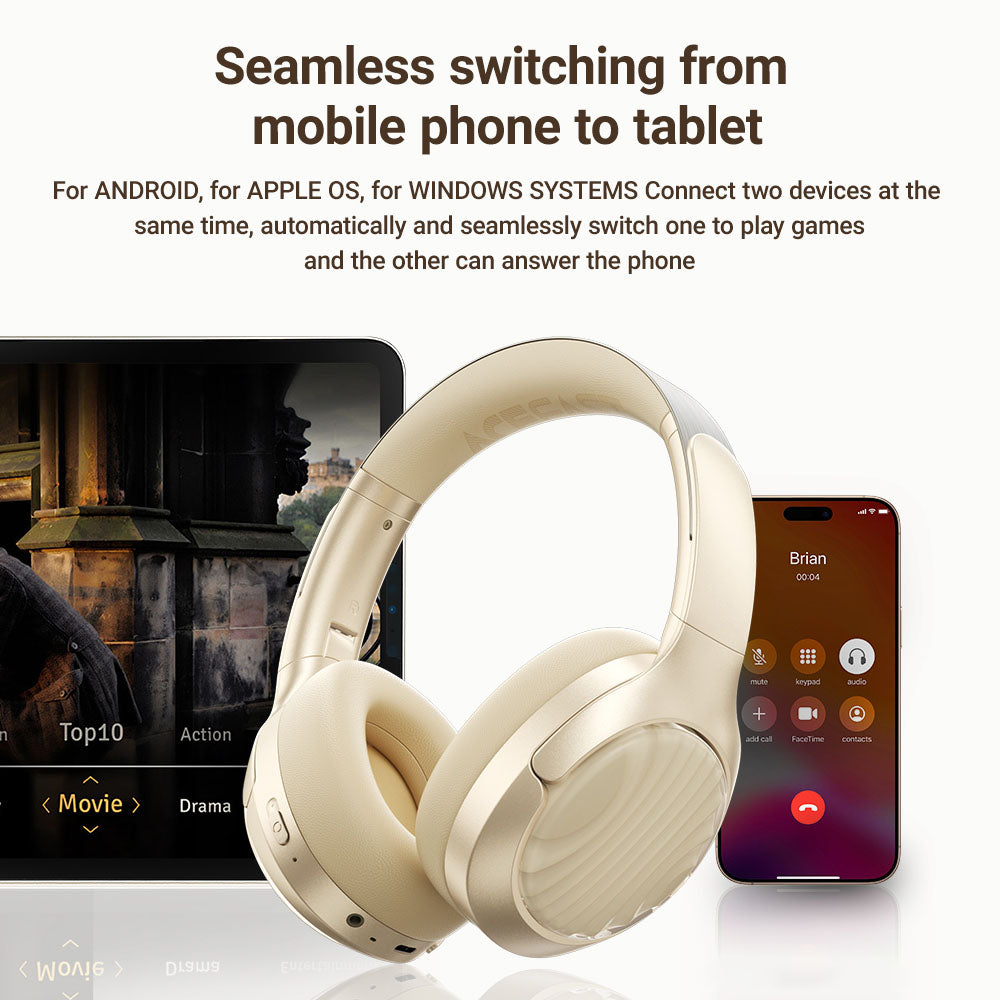 Handsfree Bluetooth Acefast H5, A2DP, ANC, Biela