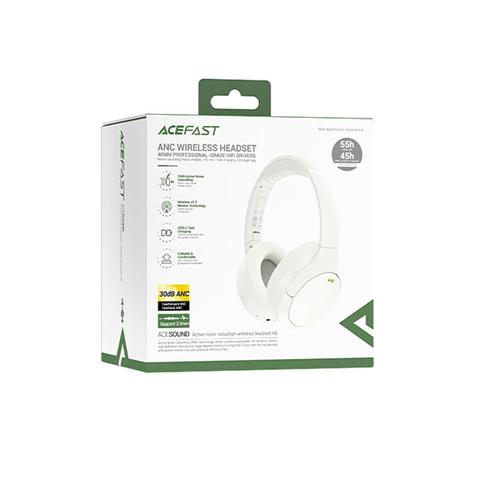 Handsfree Bluetooth Acefast H6, A2DP, ANC, Biela