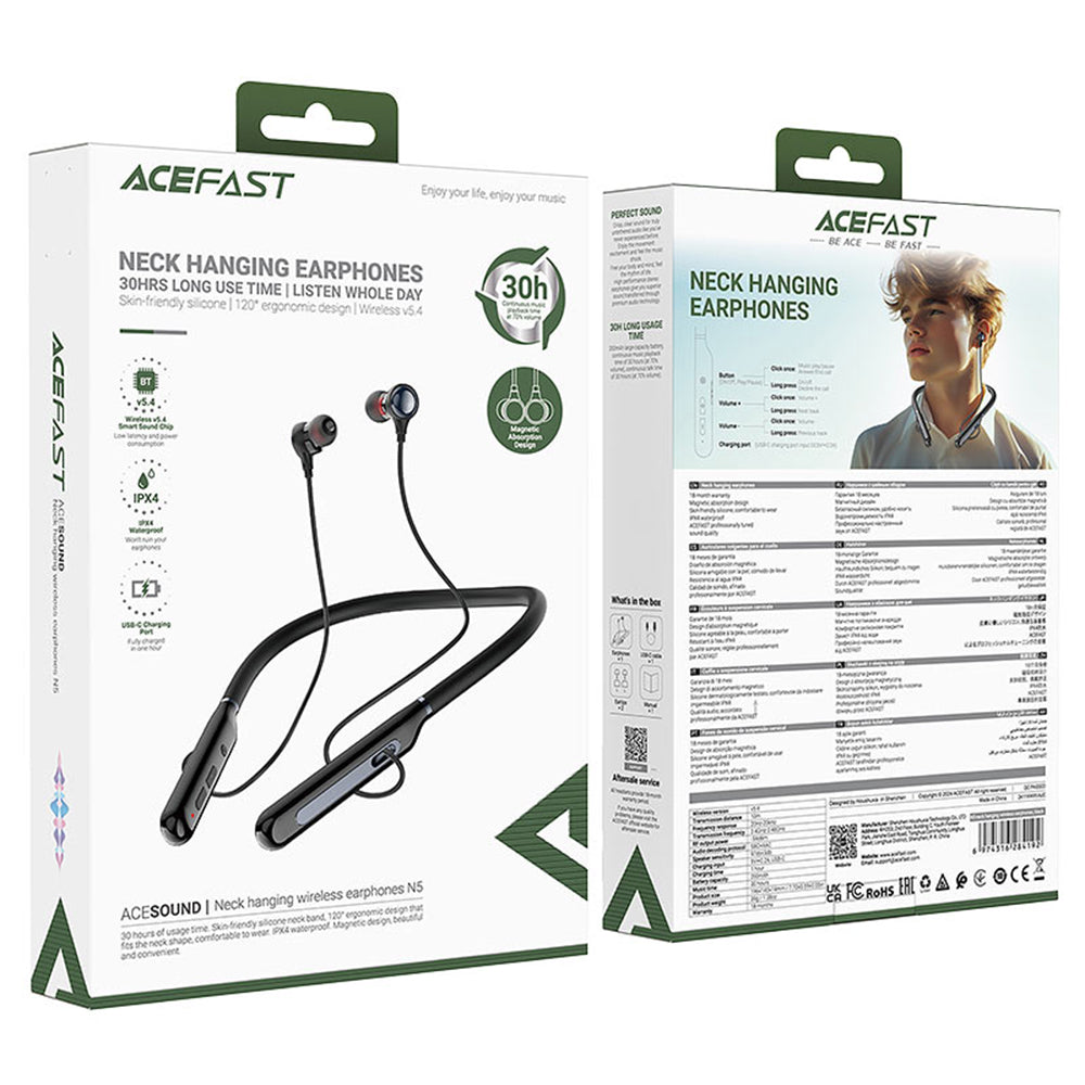 Handsfree Bluetooth Acefast N5, A2DP, Čierna