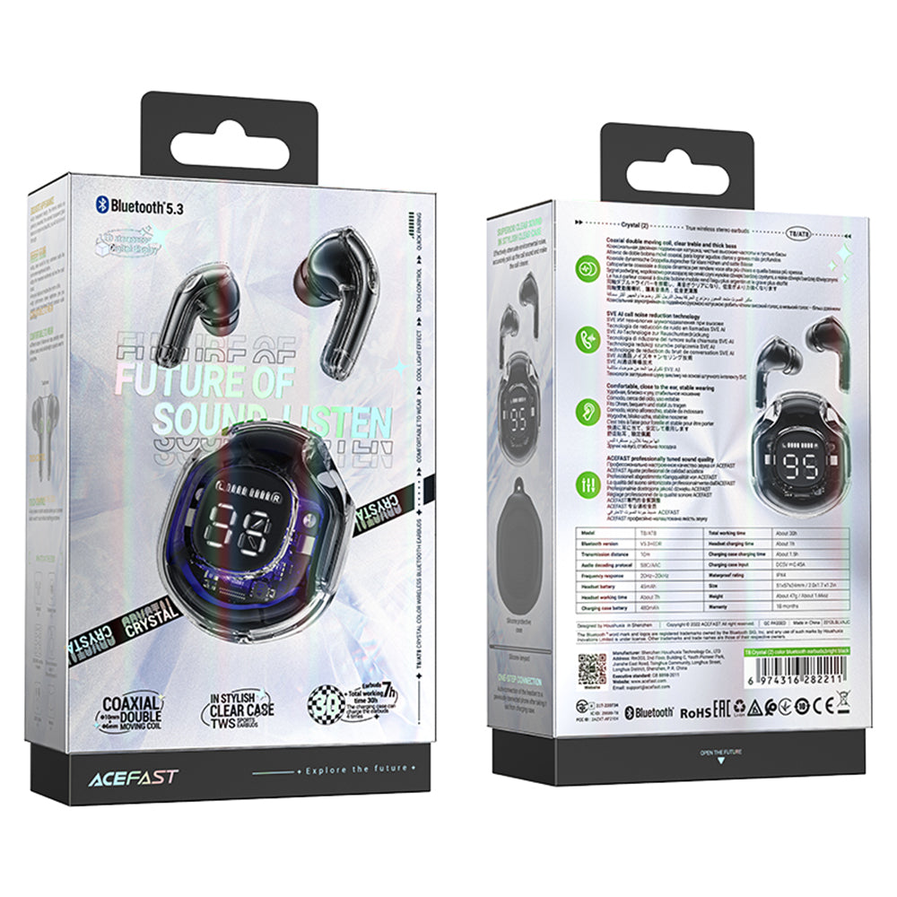 Handsfree Bluetooth Acefast T8, TWS, Čierna
