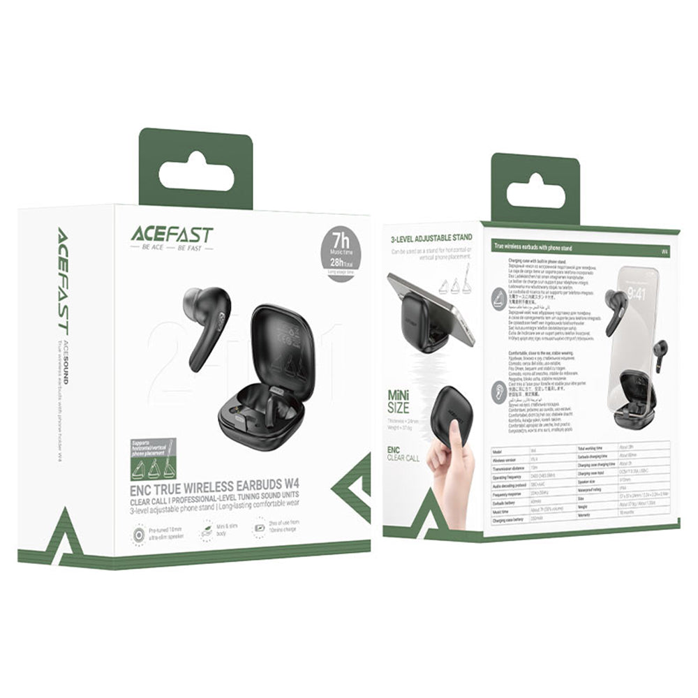 Handsfree Bluetooth Acefast W4, TWS, Čierna