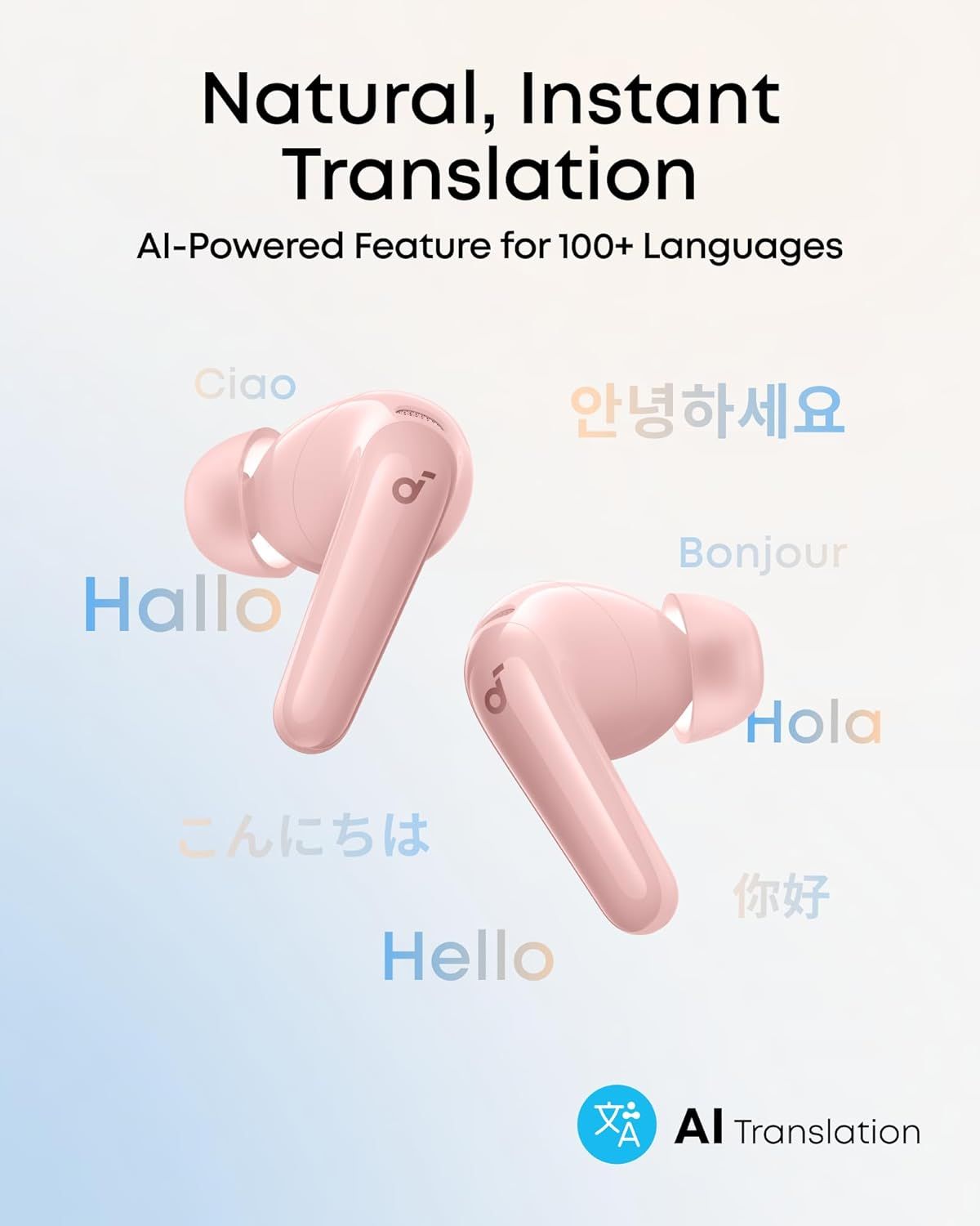 Handsfree Bluetooth Anker SoundCore R60i, TWS, ANC, Ružová D1202G51