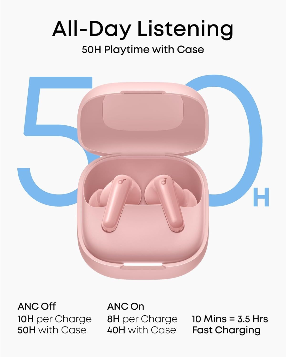 Handsfree Bluetooth Anker SoundCore R60i, TWS, ANC, Ružová D1202G51