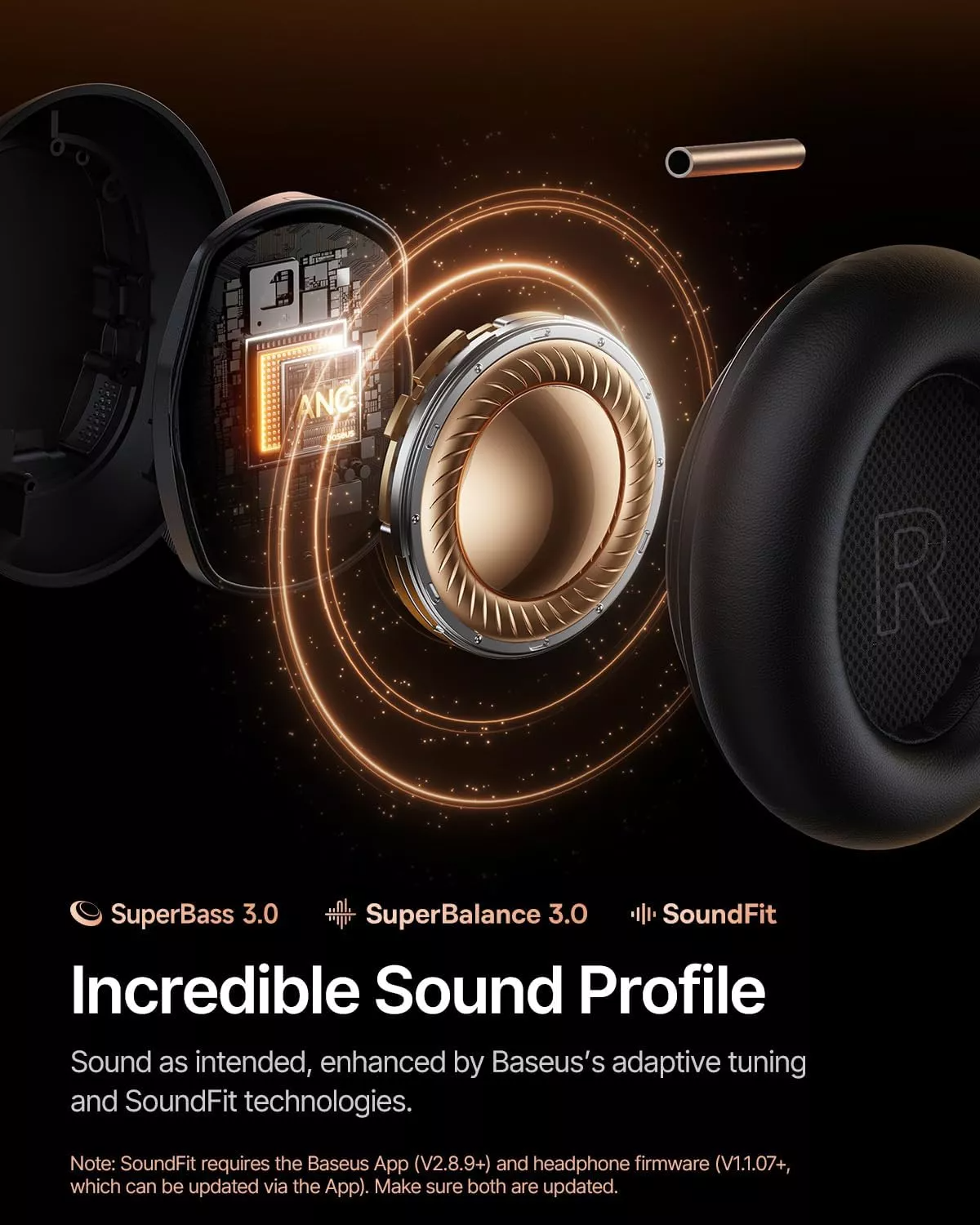 Handsfree Bluetooth Baseus Inspire XH1 Sound by Bose, A2DP, ANC, Čierna A00085701123-00