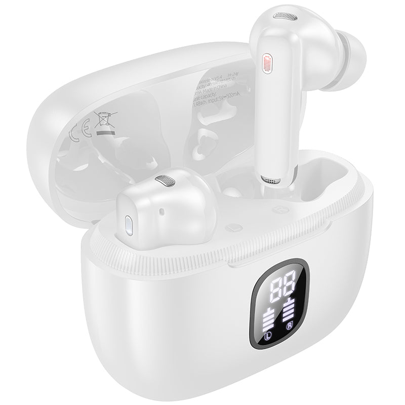 Handsfree Bluetooth Borofone FQ7 Treasure, TWS, ANC, MultiPoint, Biela