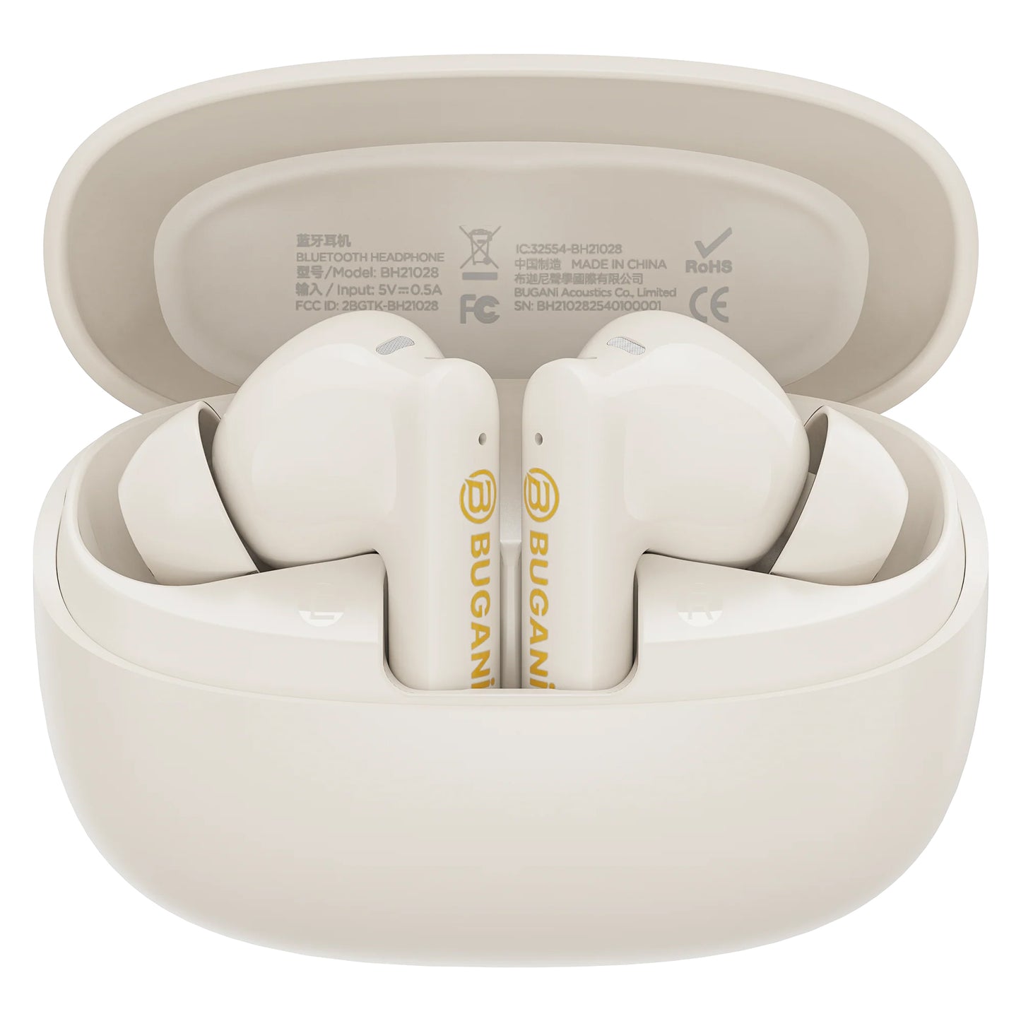 Bluetooth handsfree Bugani Freebuds B20, TWS, ANC, svetlo krémová