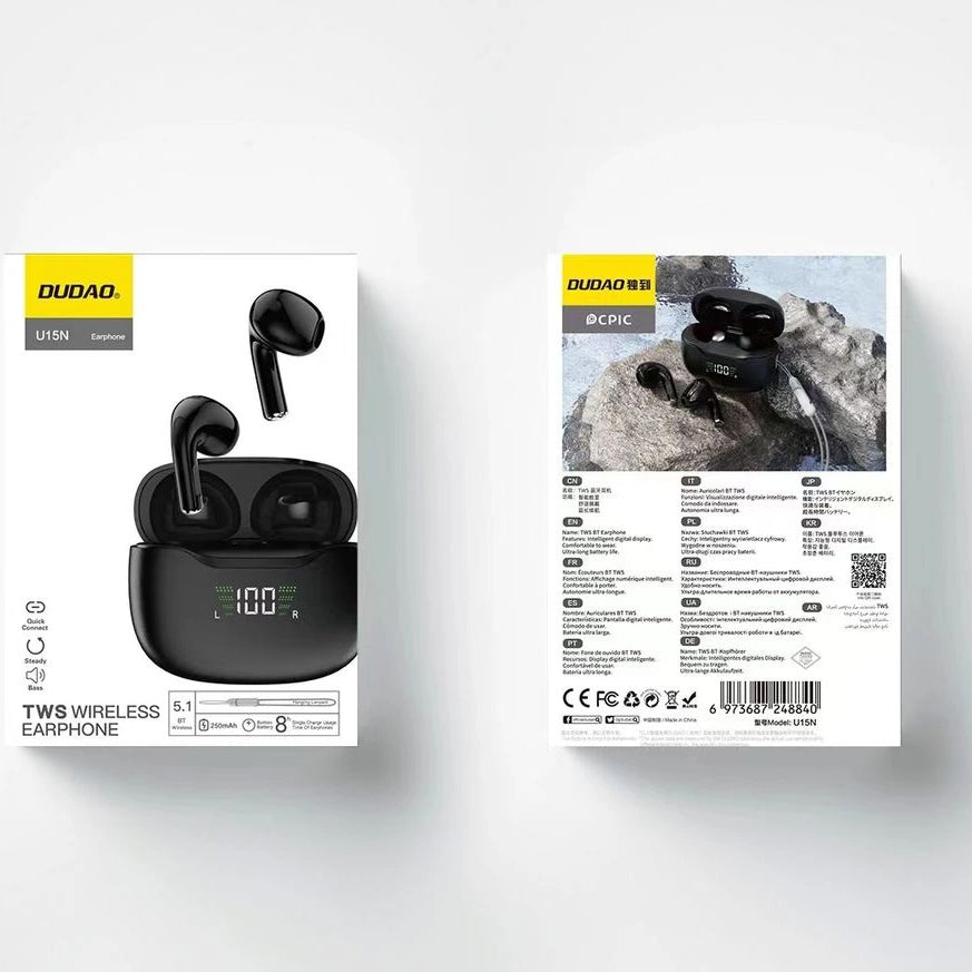 Handsfree Bluetooth Dudao U15N, TWS, Čierna