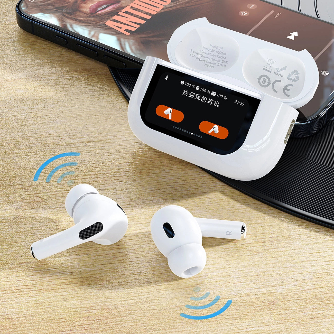 Handsfree Bluetooth Dudao U19 Display, TWS, Biela