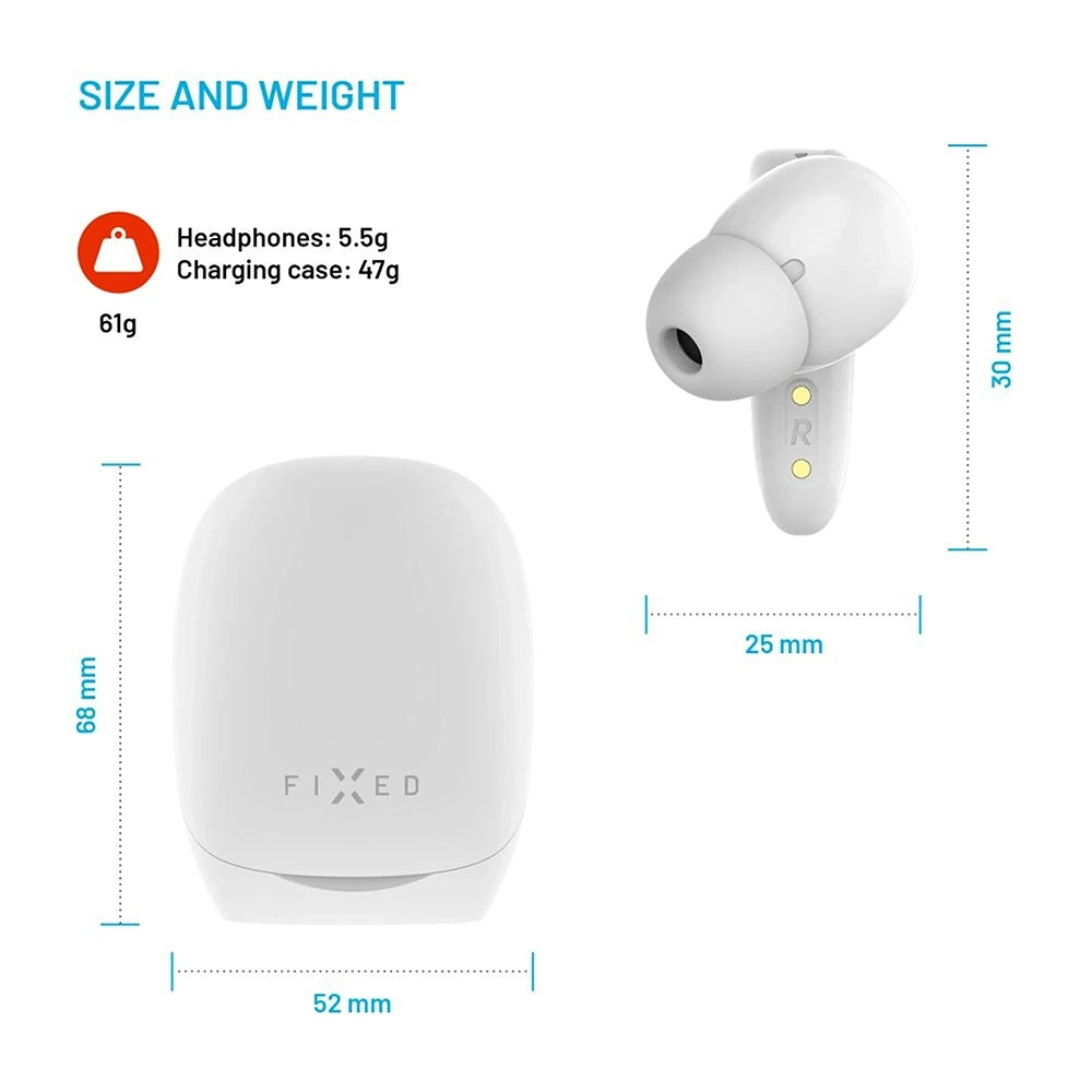 Handsfree Bluetooth Fixed Pods, TWS, Biela