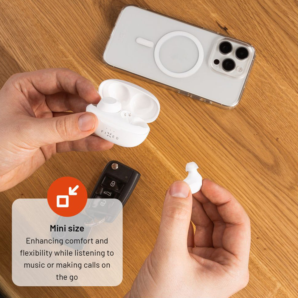 Handsfree Bluetooth Fixed, TWS, Biela