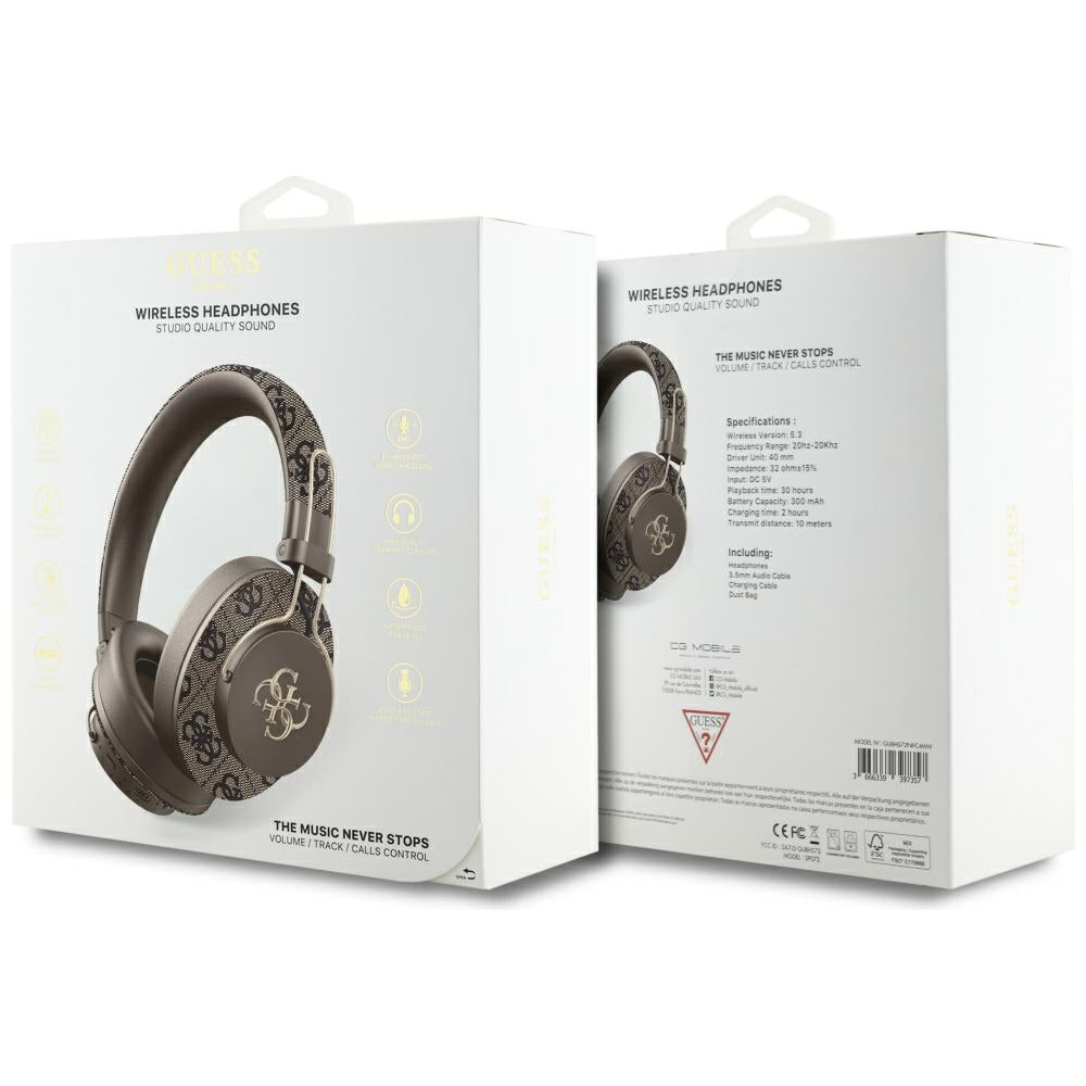 Handsfree Bluetooth Guess 4G Metal Logo, A2DP, Hnedá