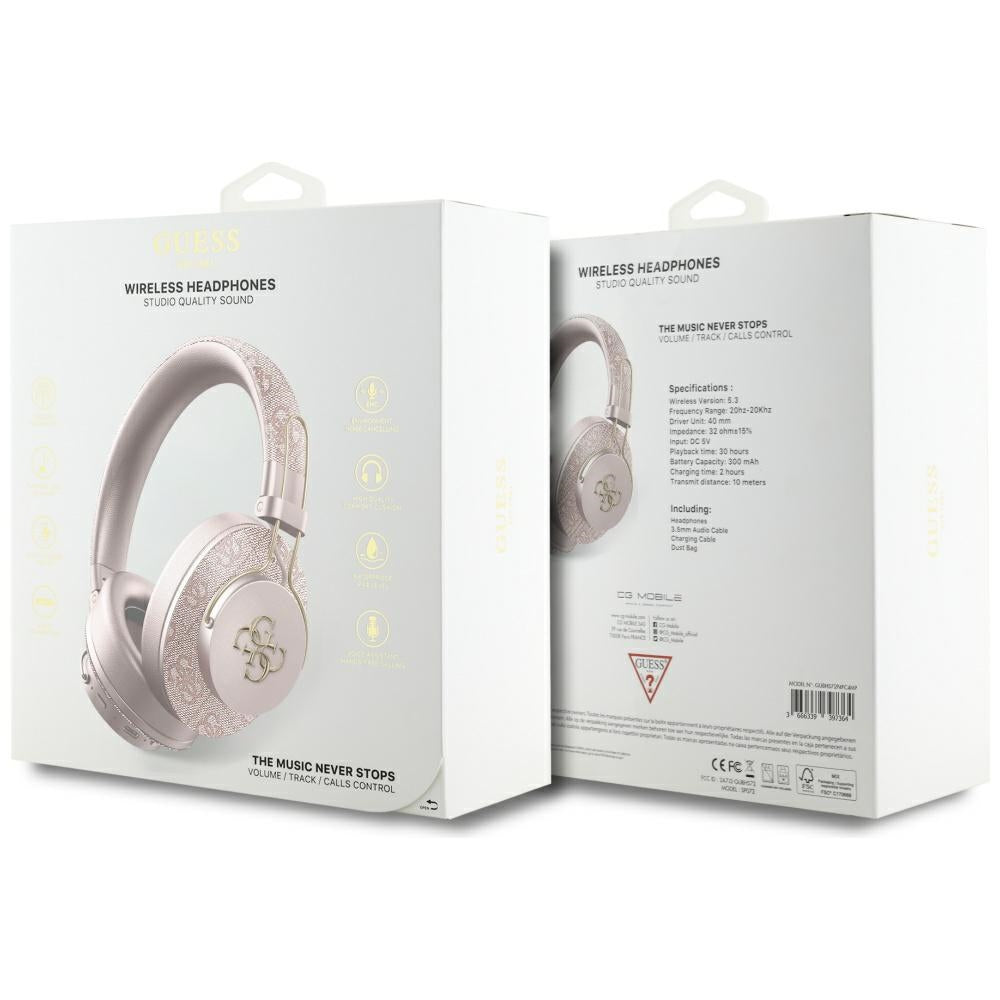 Handsfree Bluetooth Guess 4G Metal Logo, A2DP, Ružová