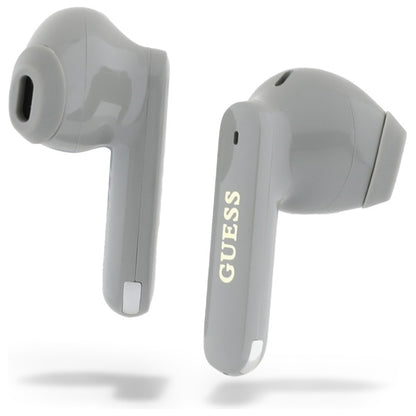 Handsfree Bluetooth Guess Elongated Metallic Printed Logo, TWS, Sivá