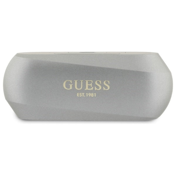 Handsfree Bluetooth Guess Elongated Metallic Printed Logo, TWS, Sivá