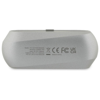 Handsfree Bluetooth Guess Elongated Metallic Printed Logo, TWS, Sivá