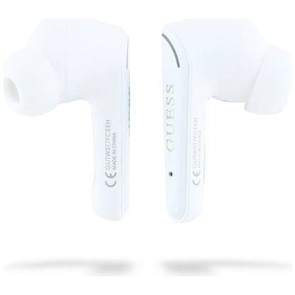 Handsfree Bluetooth Guess Flat Classic Logo Electroplated, TWS, Biela