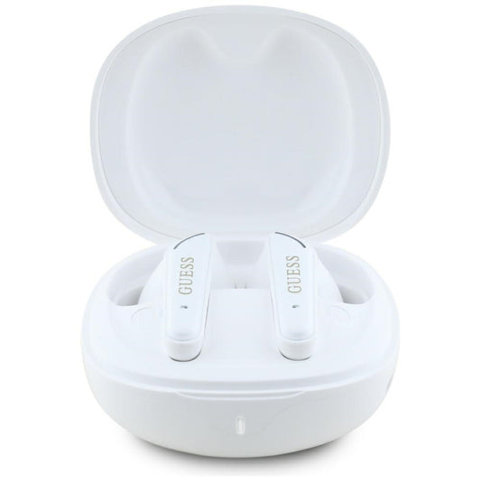 Handsfree Bluetooth Guess Flat Classic Logo Electroplated, TWS, Biela