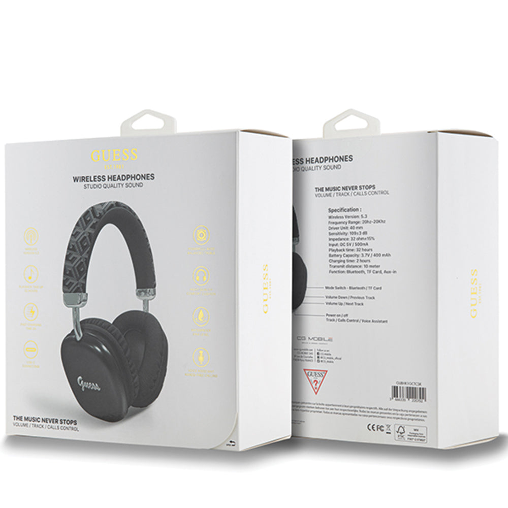 Handsfree Bluetooth Guess GCube Metallic Script Logo, A2DP, Čierna