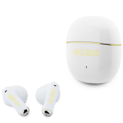 Bluetooth handsfree Guess Glossy Gold Line Classic, TWS, biely