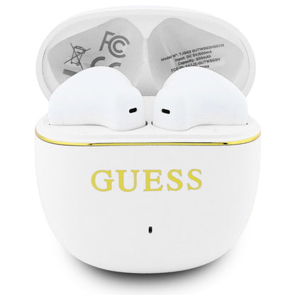 Bluetooth handsfree Guess Glossy Gold Line Classic, TWS, biely