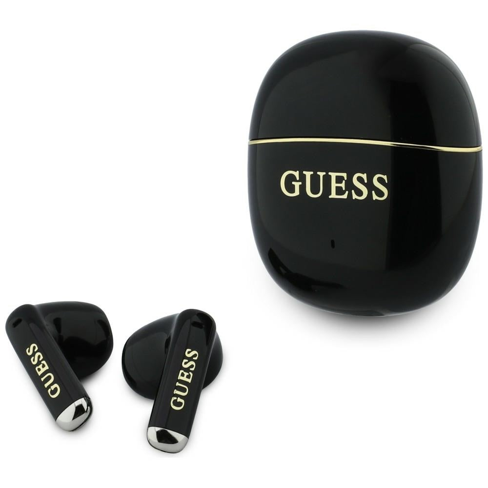 Handsfree Bluetooth Guess Glossy Gold Line Classic, TWS, Čierna