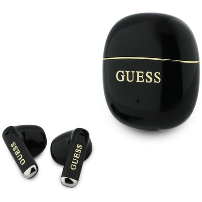 Handsfree Bluetooth Guess Glossy Gold Line Classic, TWS, Čierna