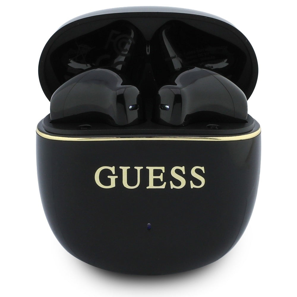 Handsfree Bluetooth Guess Glossy Gold Line Classic, TWS, Čierna
