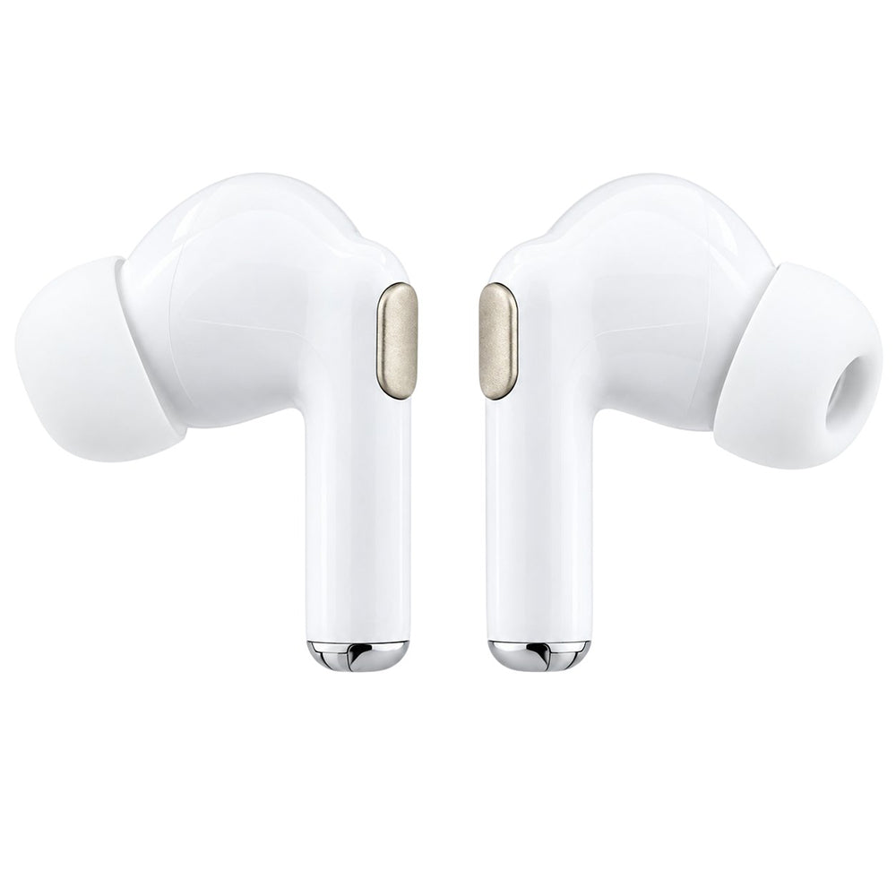 Handsfree Bluetooth Guess Glossy Gold Line Printed Classic Logo, TWS, bielej farby