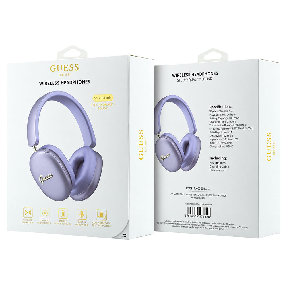 Guess Metal Script Logo Bluetooth Handsfree, A2DP, Purple