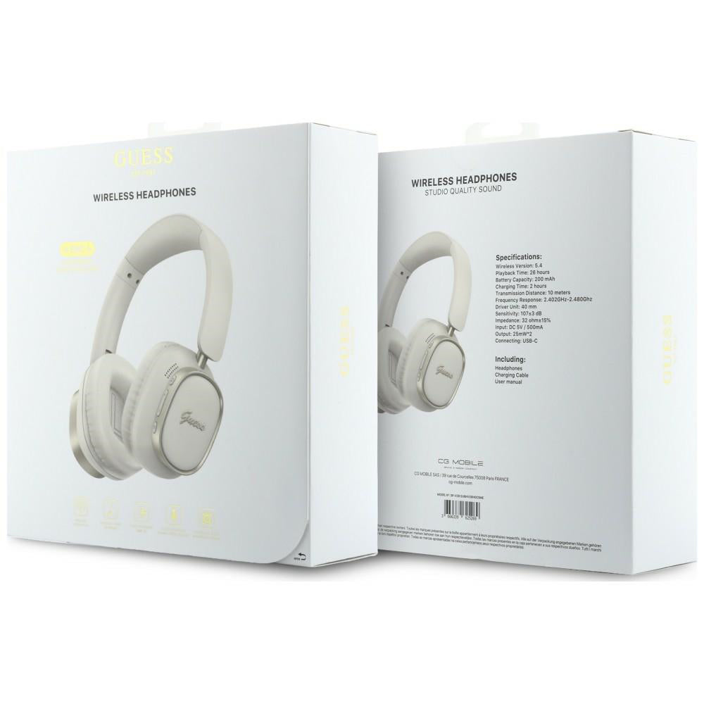 Handsfree Bluetooth Guess Rectangle Metal Script, A2DP, Biela
