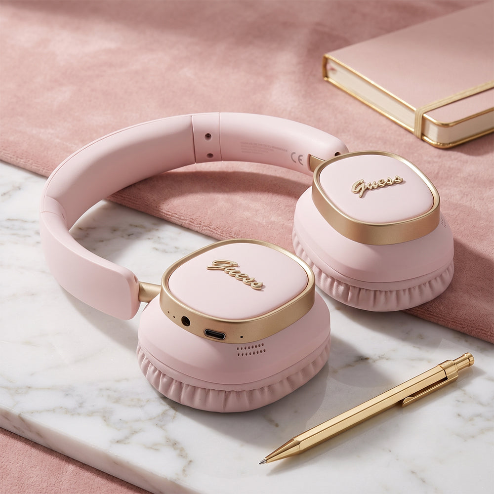 Handsfree Bluetooth Guess Rectangle Metal Script, A2DP, Ružová