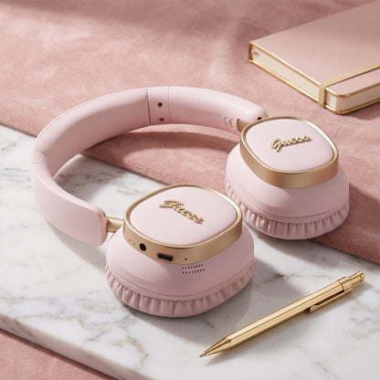 Handsfree Bluetooth Guess Rectangle Metal Script, A2DP, Ružová