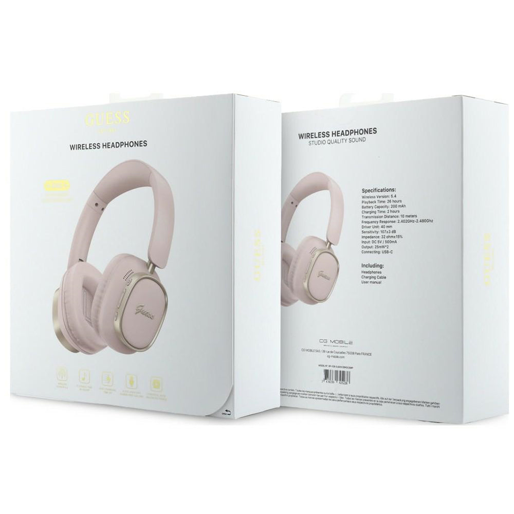 Handsfree Bluetooth Guess Rectangle Metal Script, A2DP, Ružová