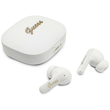 Handsfree Bluetooth Guess Script Metal Logo, TWS, Biela